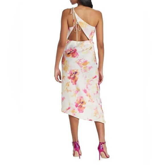 WAYF Floral-Printed Midi Slip Dress Ivory Tie Dye Size XL NWT - Picture 3 of 9